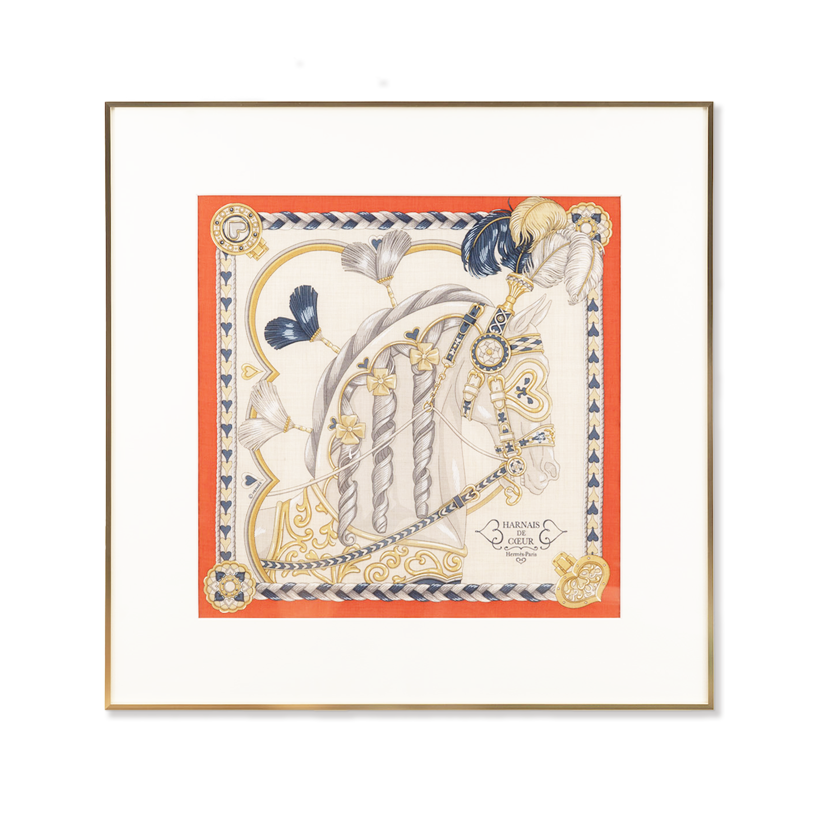 エルメス　スカーフ　額装 エルメス「Harnais de Coeur」スカーフの額装 | 額縁専門店 ファブリ